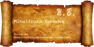 Mihalicska Benedek névjegykártya